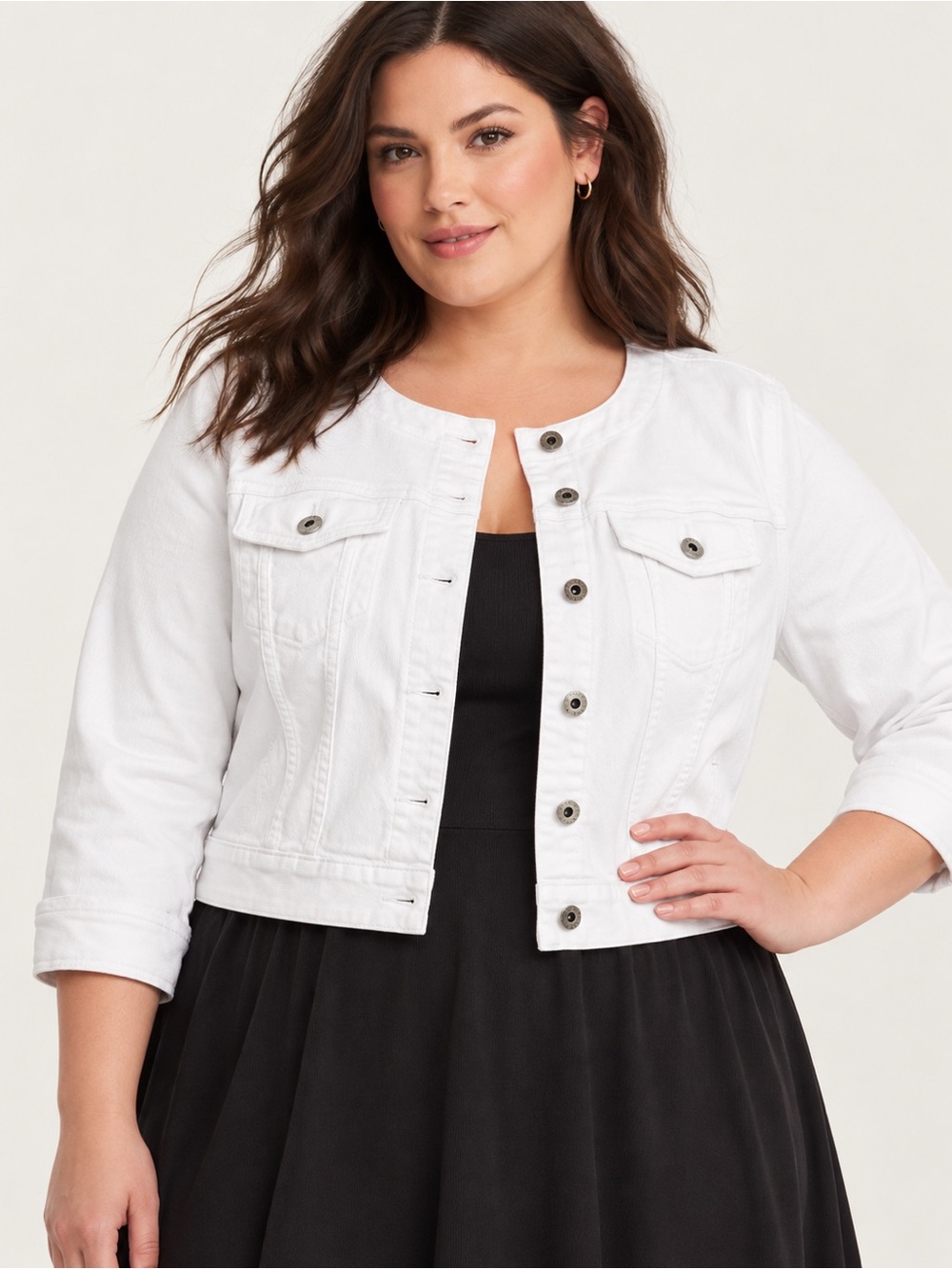 Torrid White Denim Jacket Size 2 Cropped Stretch Jean Jacket Plus Size